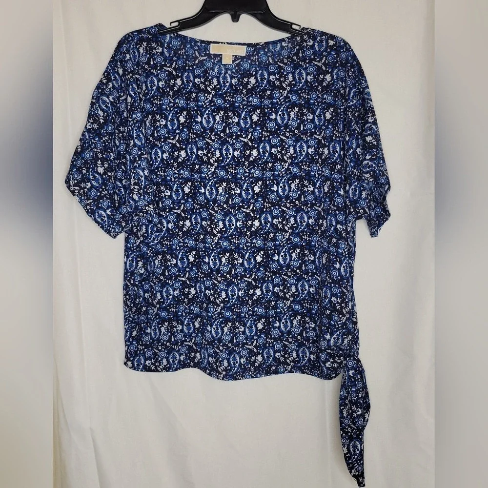 Michael Kors Women's Short Sleeve Paisley‎ Top Blouse - Picture 2 of 5